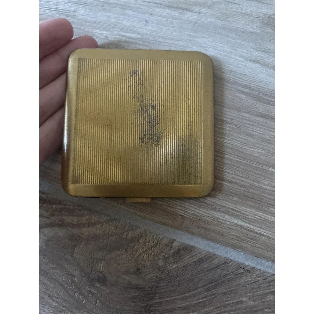 Vtg 40s Eastern Star Square Makeup Compact Dorsey 5th Avenue Gold tone Mason 3